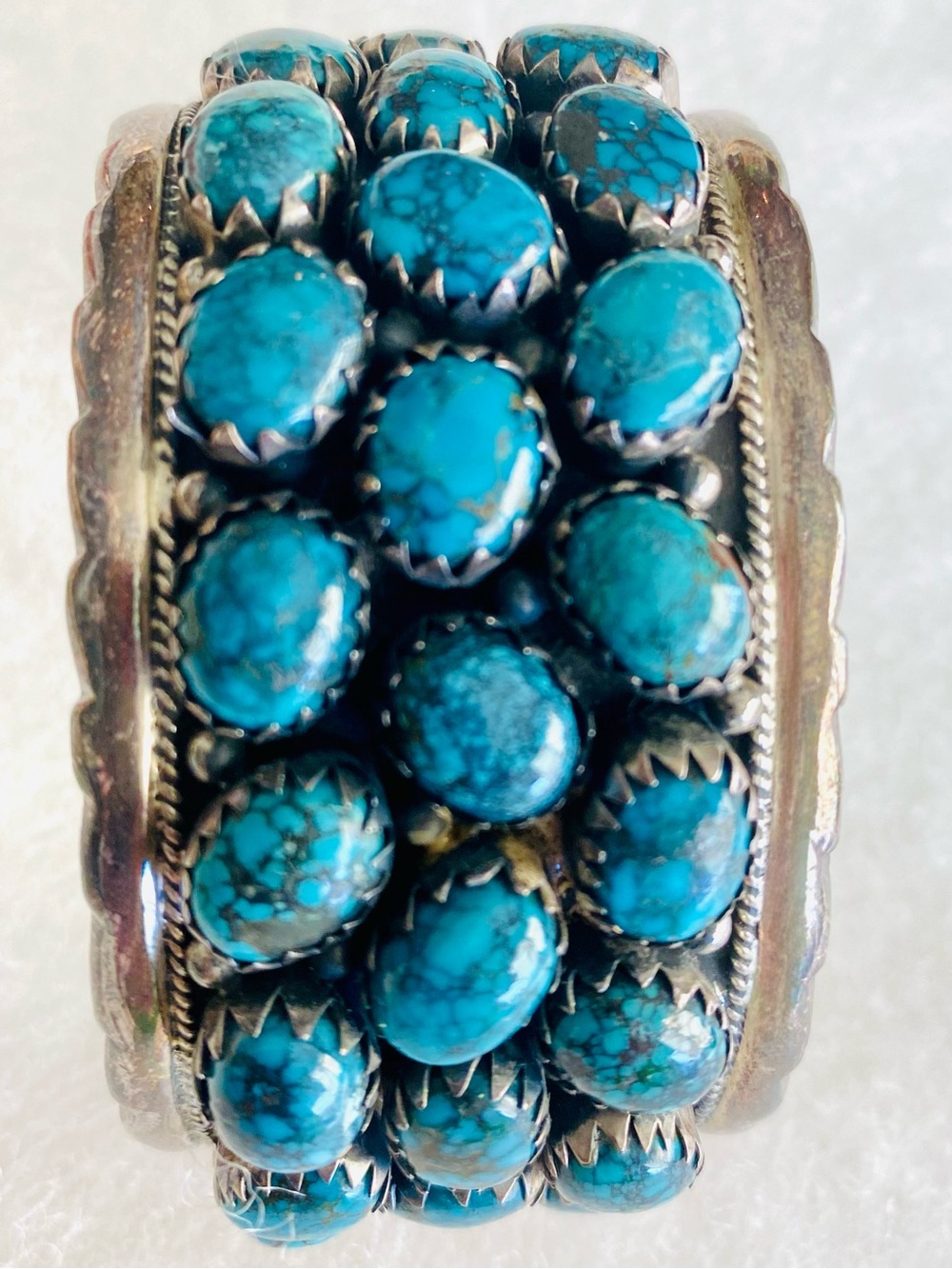 Chunky Turquoise Beaded Cuff Bracelet Southwestern Boho Statement Vintage